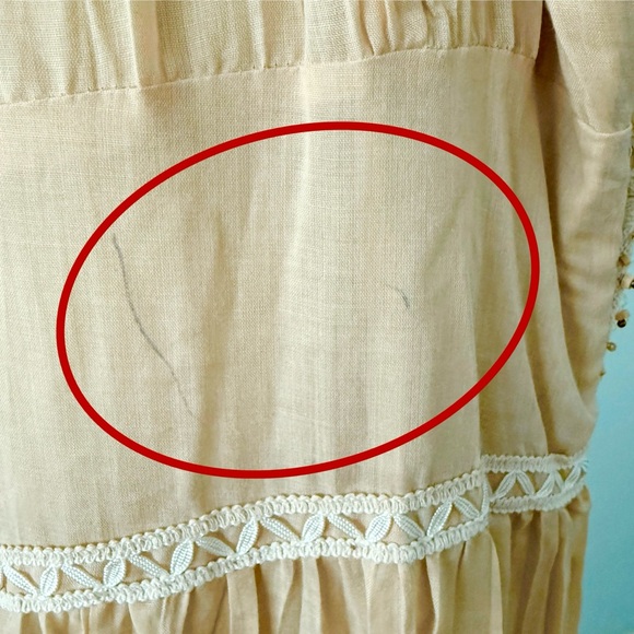 Vintage Signé Danish Boho Dress Tiered Beaded Sz L - Picture 13 of 15